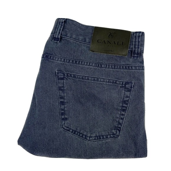Canali 1934 Current Woven Stone Washed Blue Jeans Size 36x31 Mint - Picture 1 of 5